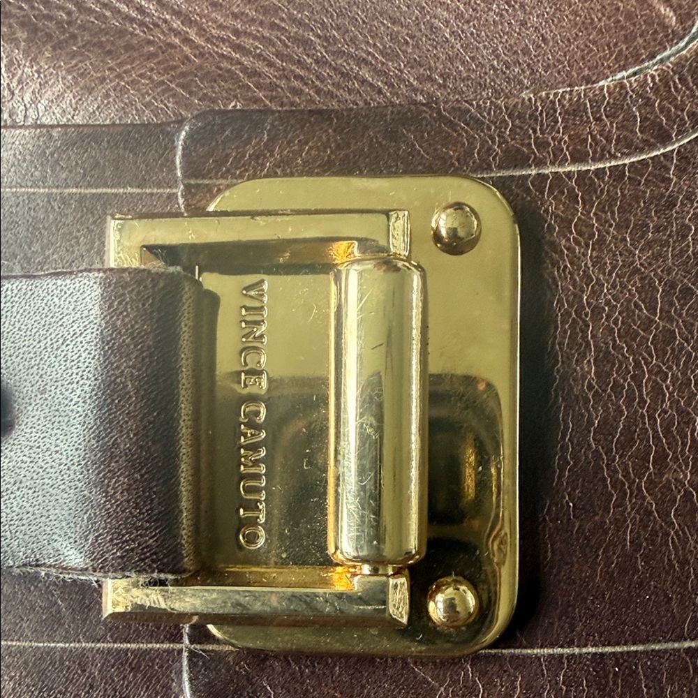 Vince‎ Camuto Women’s 7 Dark Brown Leather with Gold Buckle - Picture 2 of 5